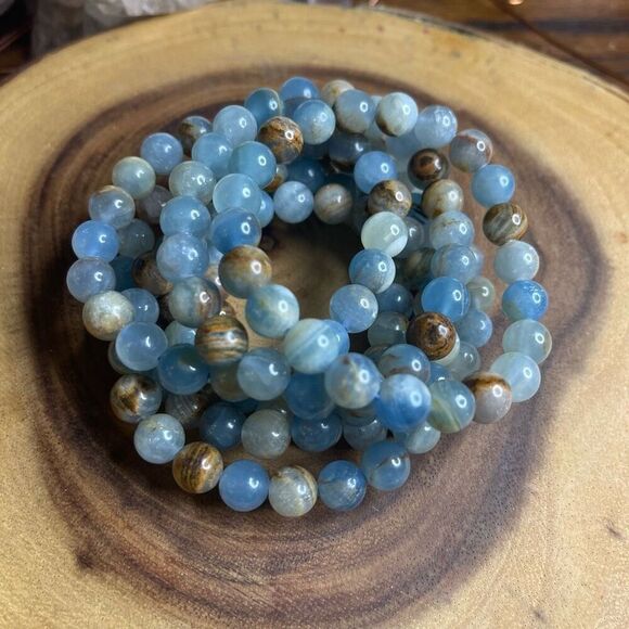 Blue Onyx 8mm stretch bracelet beaded bracelet 6.75” stretch crystal healing - Picture 1 of 10